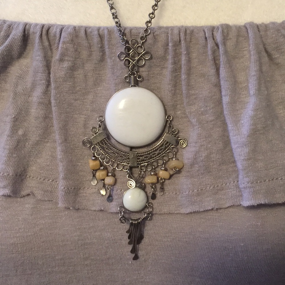 Handcrafted Stone Statement Necklace - image 2